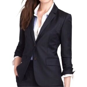 J. Crew Long Sleeve Pin Stripe Wool Blend Blazer Navy Size 2